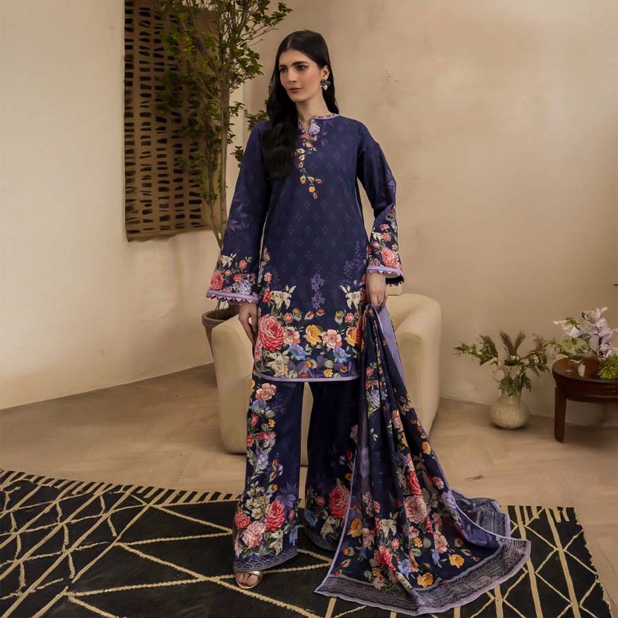 Purple Cotton Printed Salwar Kameez