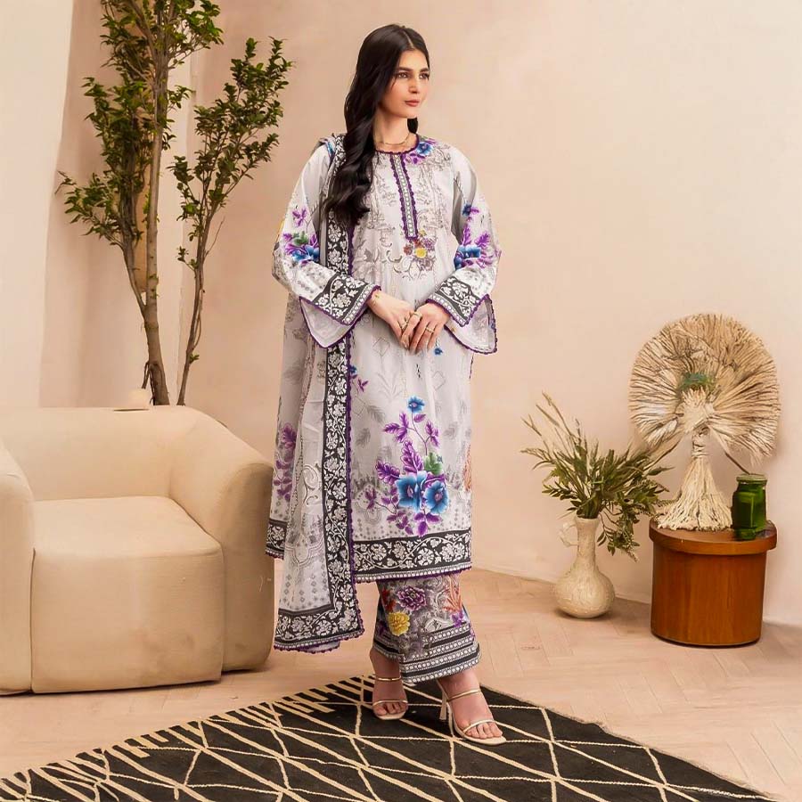 White  Cotton Printed Salwar Kameez