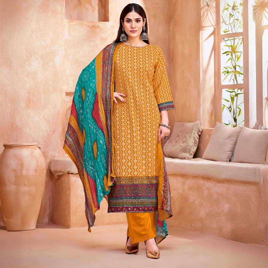 Yellow  Jam Casual Wear Salwar Kameez