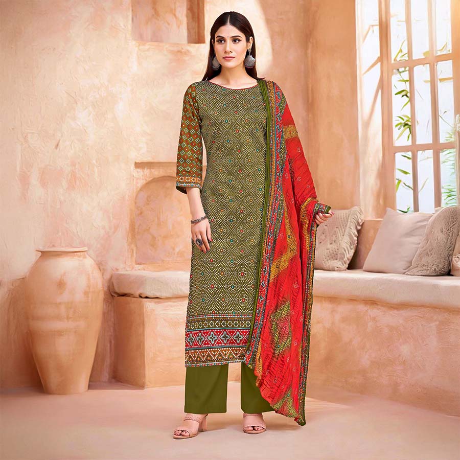 Green  Jam Casual Wear Salwar Kameez