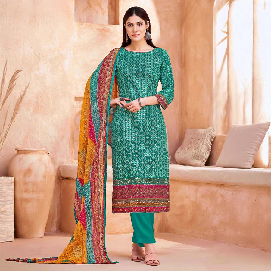 Cyan Jam Casual Wear Salwar Kameez