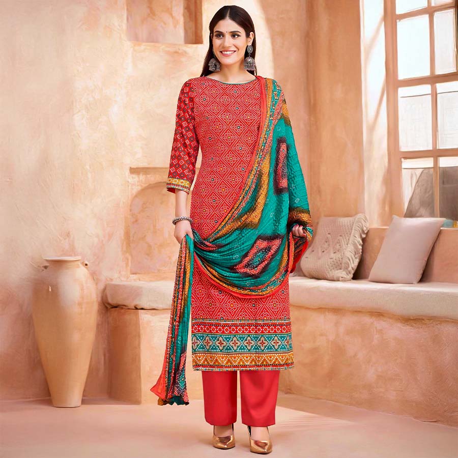 Orange  Jam Casual Wear Salwar Kameez