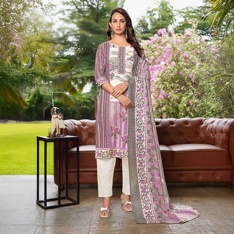 Purple  Cotton Casual Wear Salwar Kameez