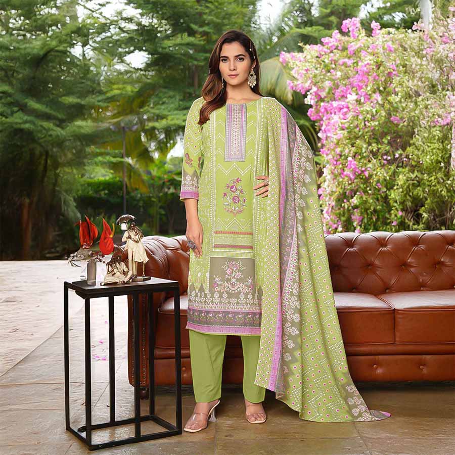 Green  Cotton Casual Wear Salwar Kameez