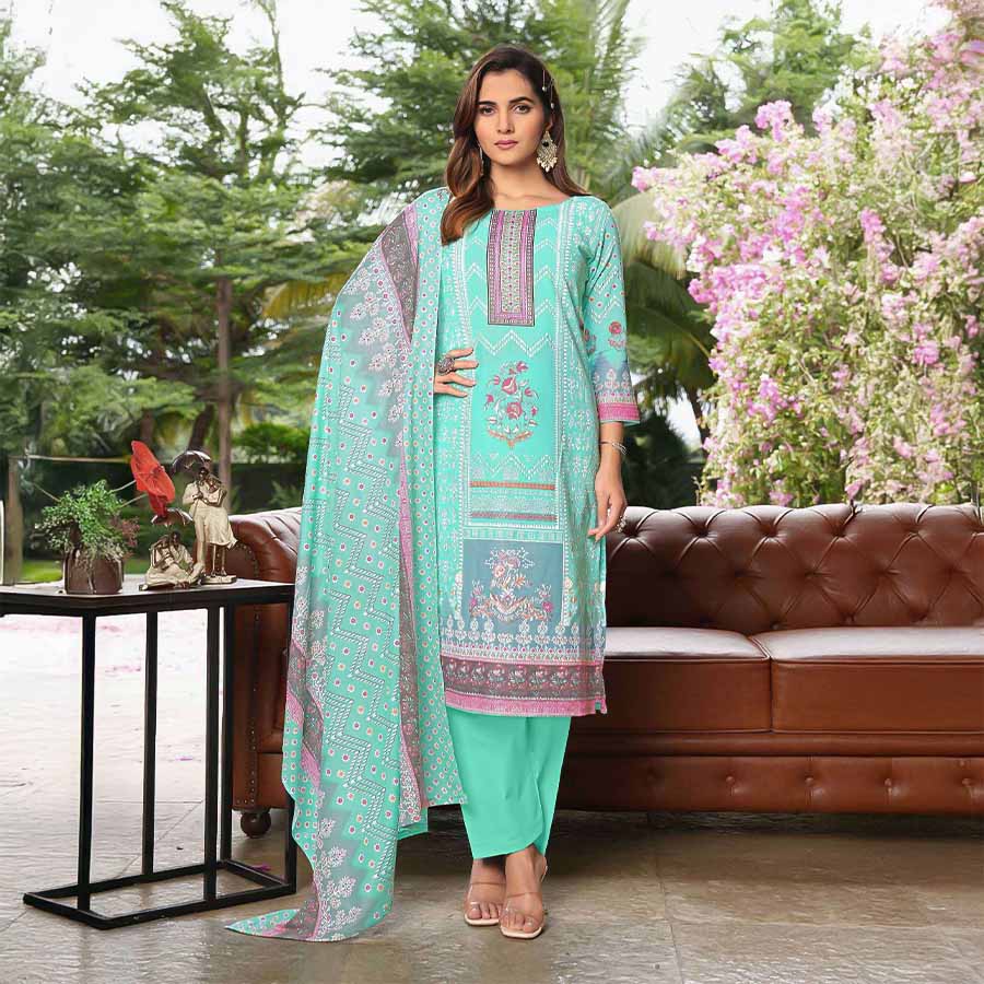 Blue  Cotton Casual Wear Salwar Kameez