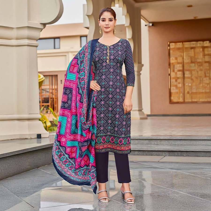 Blue  Pure Zam Casual Wear Salwar Kameez
