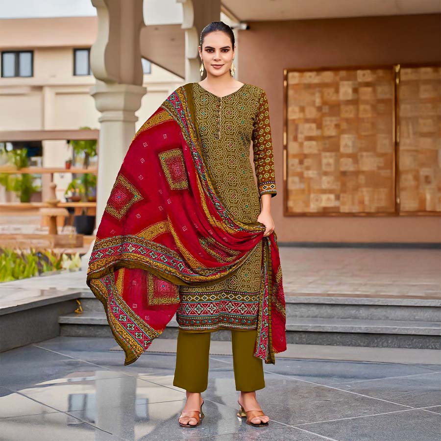 Green Pure Zam Casual Wear Salwar Kameez
