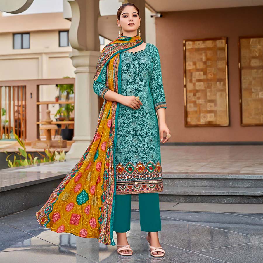 Cyan  Pure Zam Casual Wear Salwar Kameez