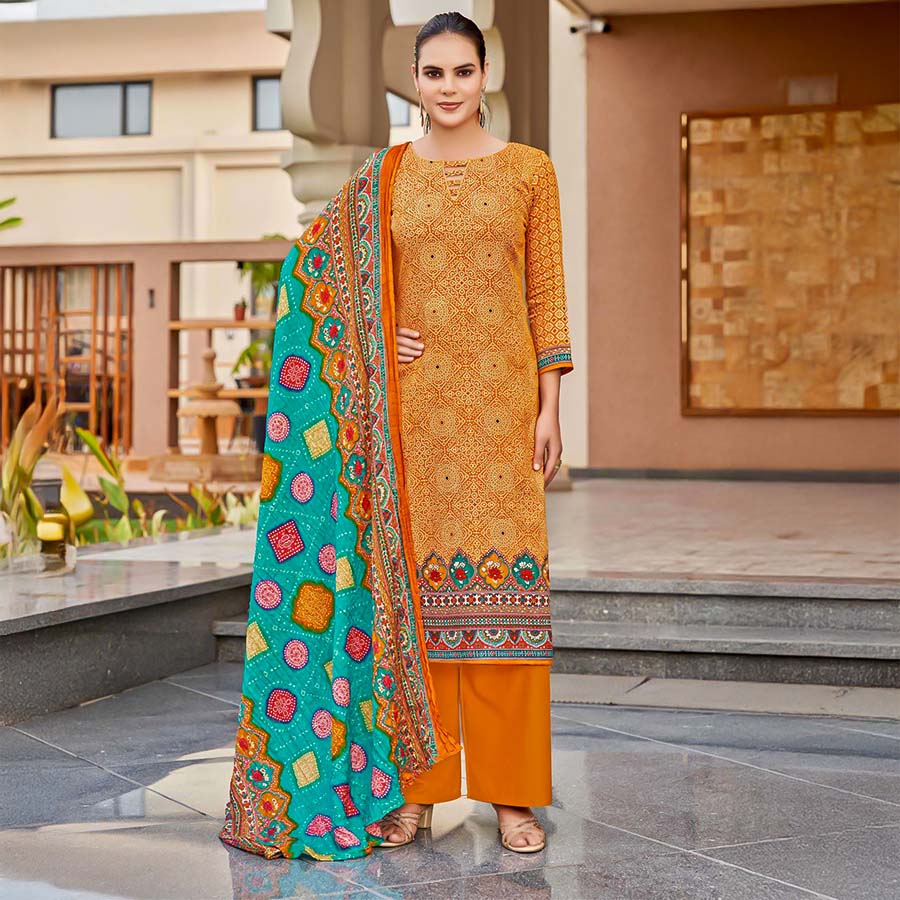Yellow  Pure Zam Casual Wear Salwar Kameez