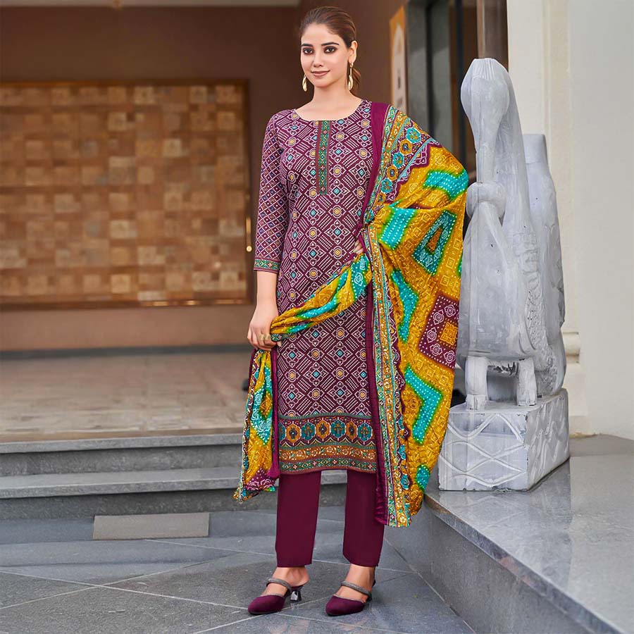 Magenta  Pure Zam Casual Wear Salwar Kameez