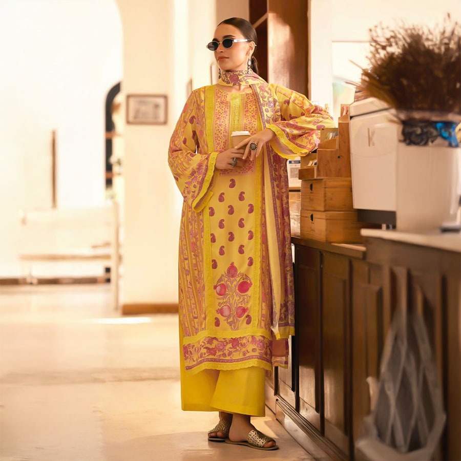 Yellow  Lawn  Casual Wear Salwar Kameez