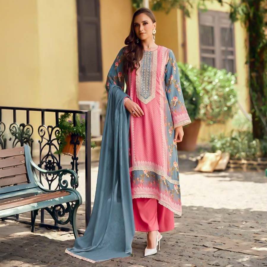 Red  Lawn Cotton Casual Wear Salwar Kameez