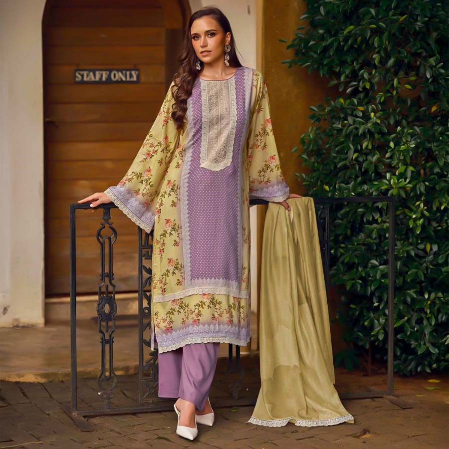 Purple Lawn Cotton Casual Wear Salwar Kameez