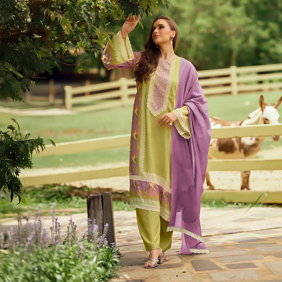 Green  Lawn Cotton Casual Wear Salwar Kameez
