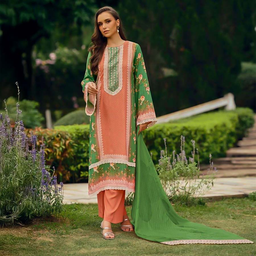 Orange  Lawn Cotton Casual Wear Salwar Kameez