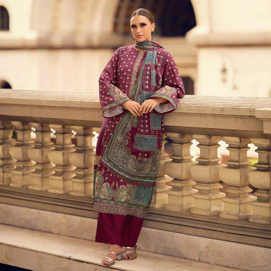 Magenta  Viscose Casual Wear Salwar Kameez