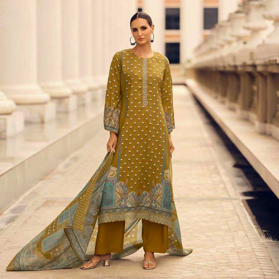 Yellow Viscose Casual Wear Salwar Kameez