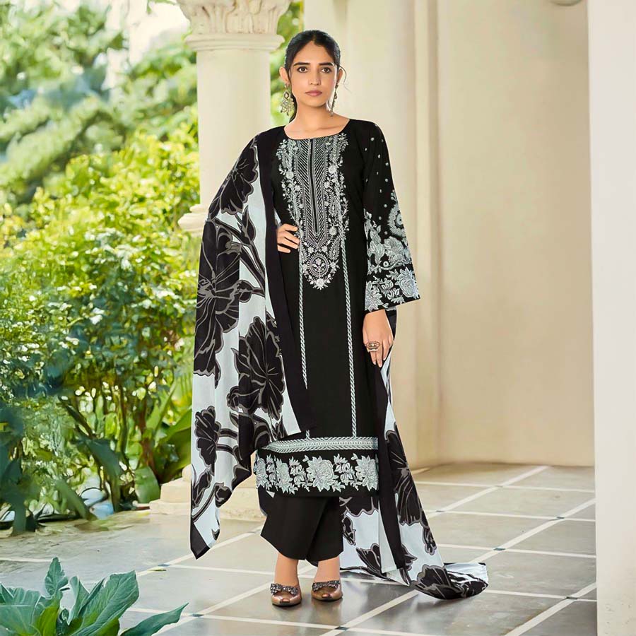 Black  Cotton Casual Wear Salwar Kameez