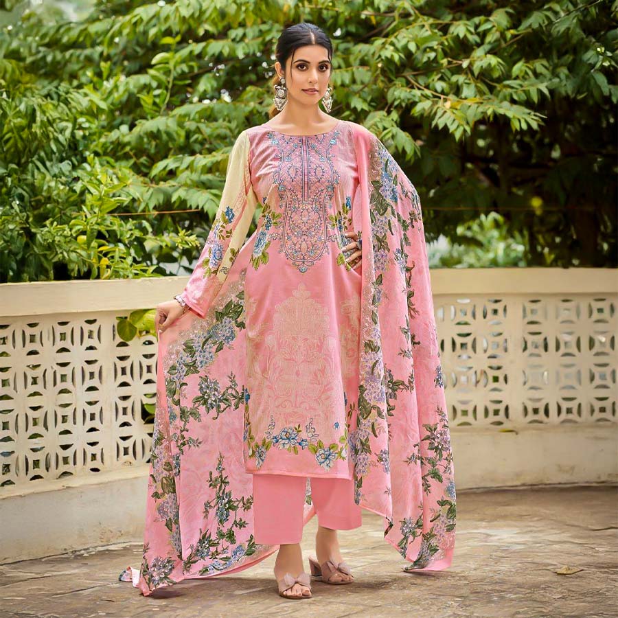 Pink  Cotton Casual Wear Salwar Kameez