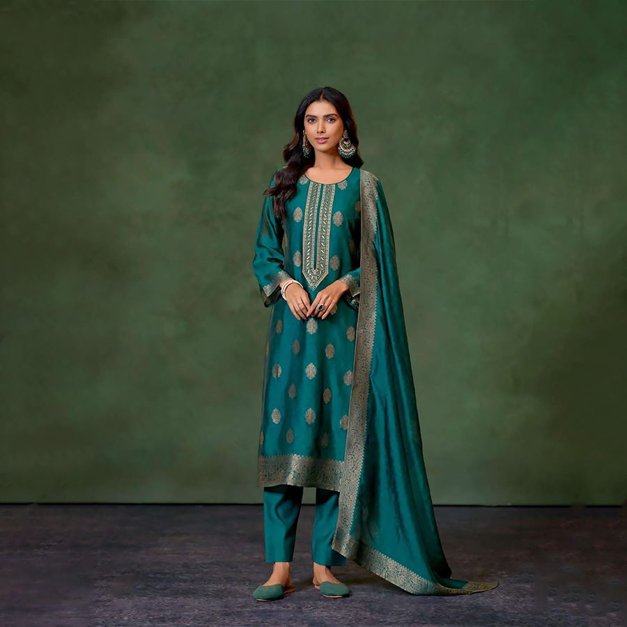 Sky blue Silk Partywear Suit