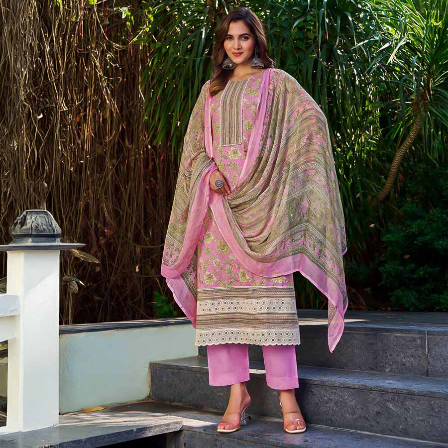 Purple Cambric Cotton Casual Wear Salwar Kameez