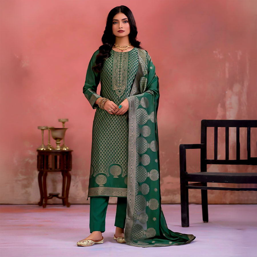 Green  Bangalory Silk Jacquard Party Wear Salwar Kameez