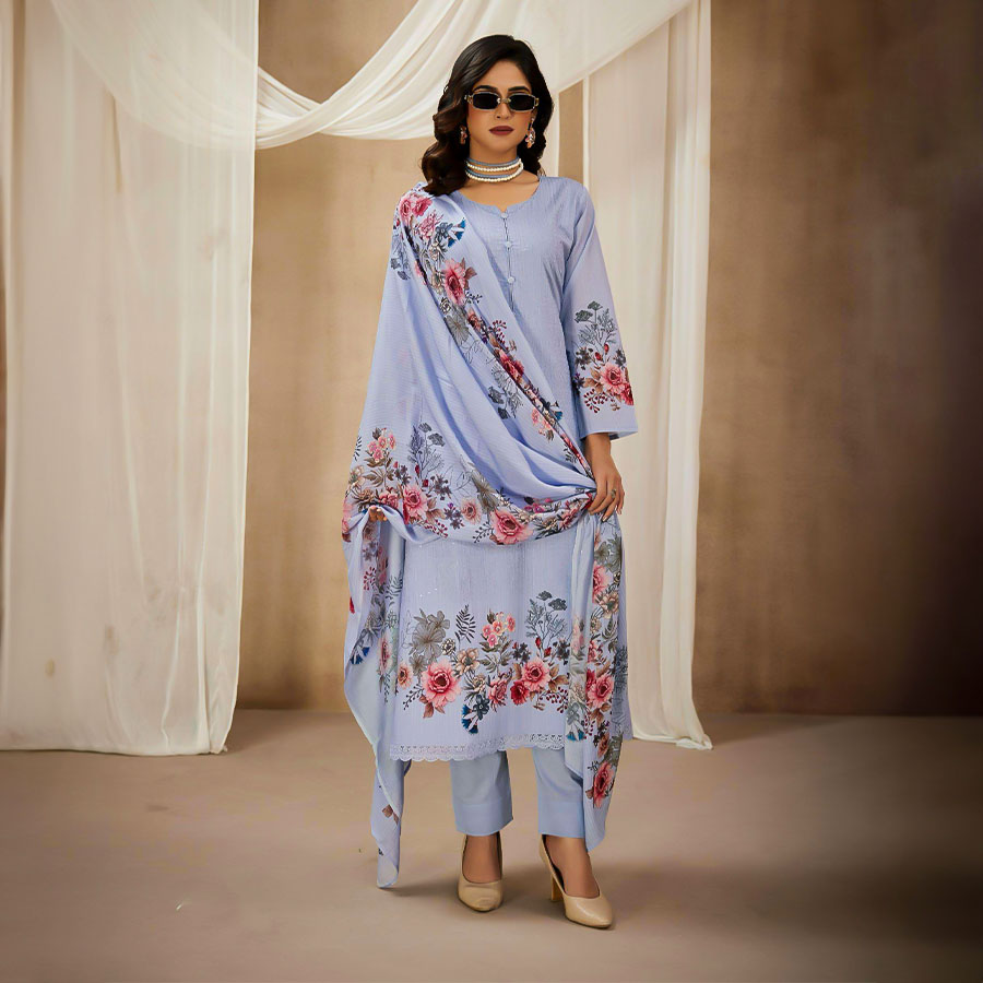 Purple Lawn Cotton Casual Wear Salwar Kameez