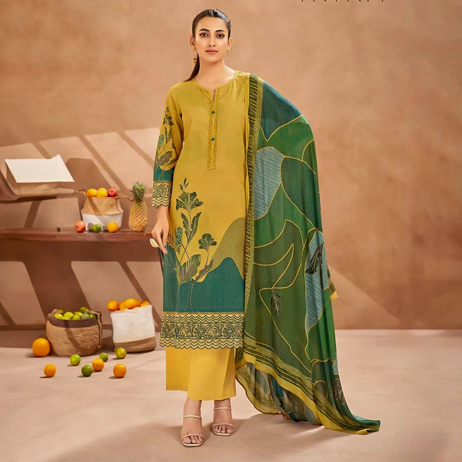 Yellow  Cotton Cambric Party Wear Salwar Kameez