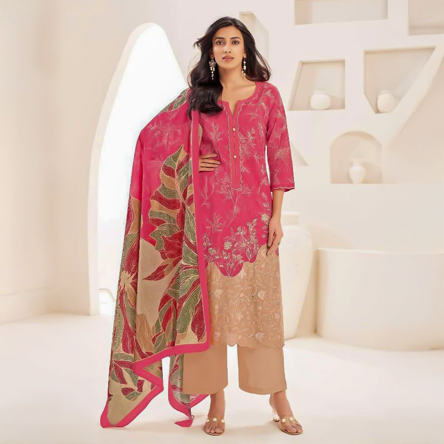 Red  Cambric Cotton Party Wear Salwar Kameez