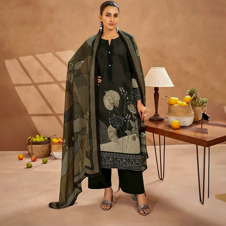 Black Cotton Cambric Party Wear Salwar Kameez