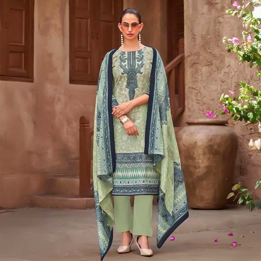 Green  Lawn Casual Wear Salwar Kameez