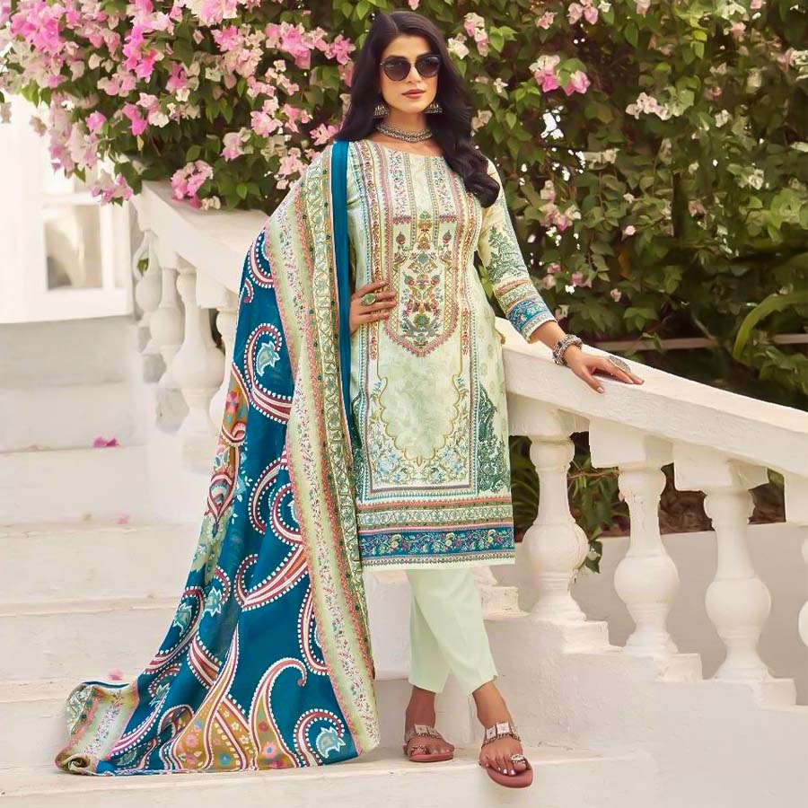 Green  Lawn Casual Wear Salwar Kameez