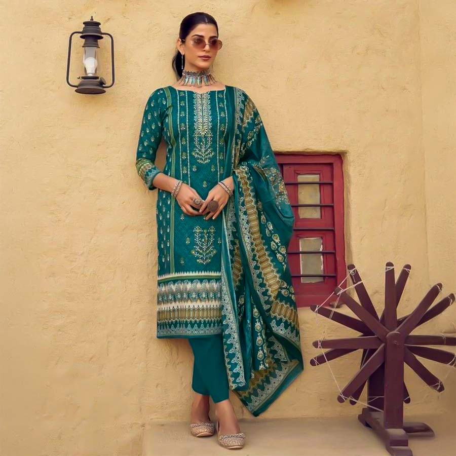 Green  Lawn Casual Wear Salwar Kameez