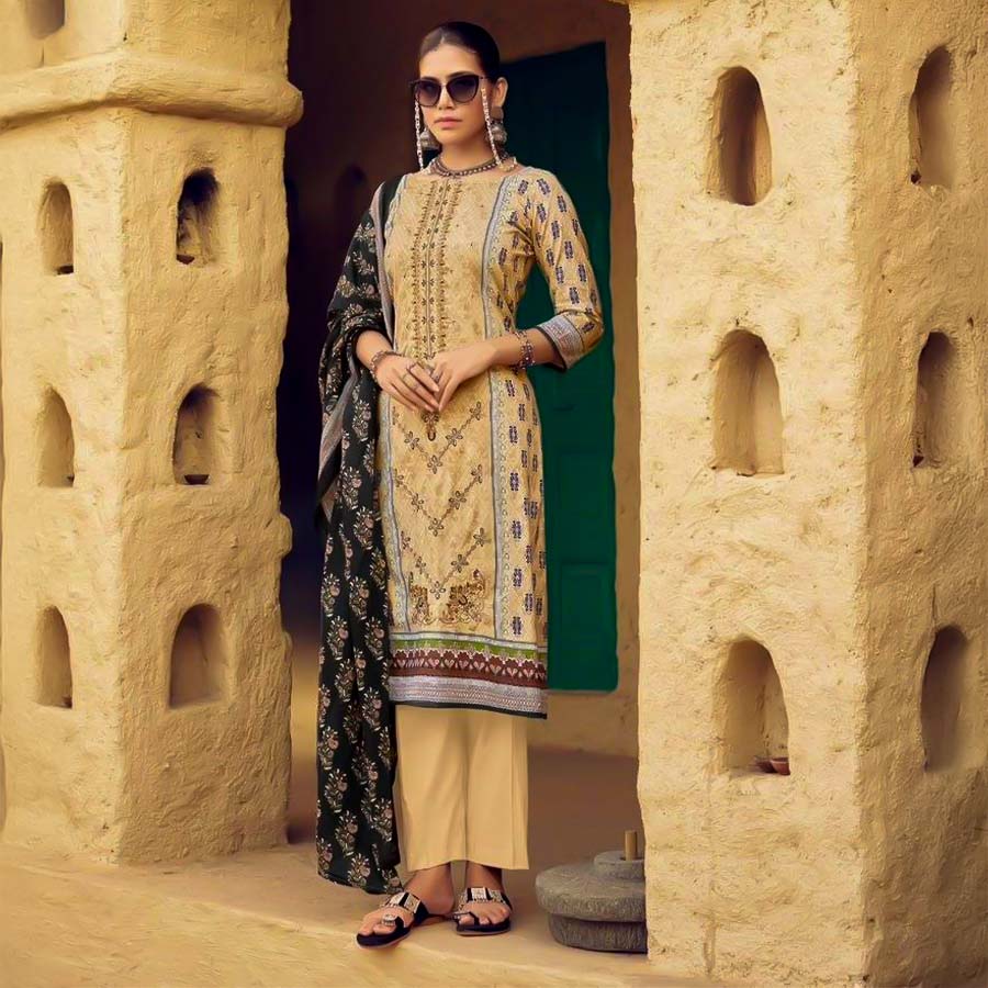 Yellow Lawn Casual Wear Salwar Kameez