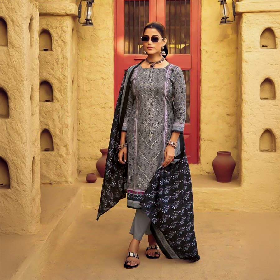 Grey Lawn Casual Wear Salwar Kameez