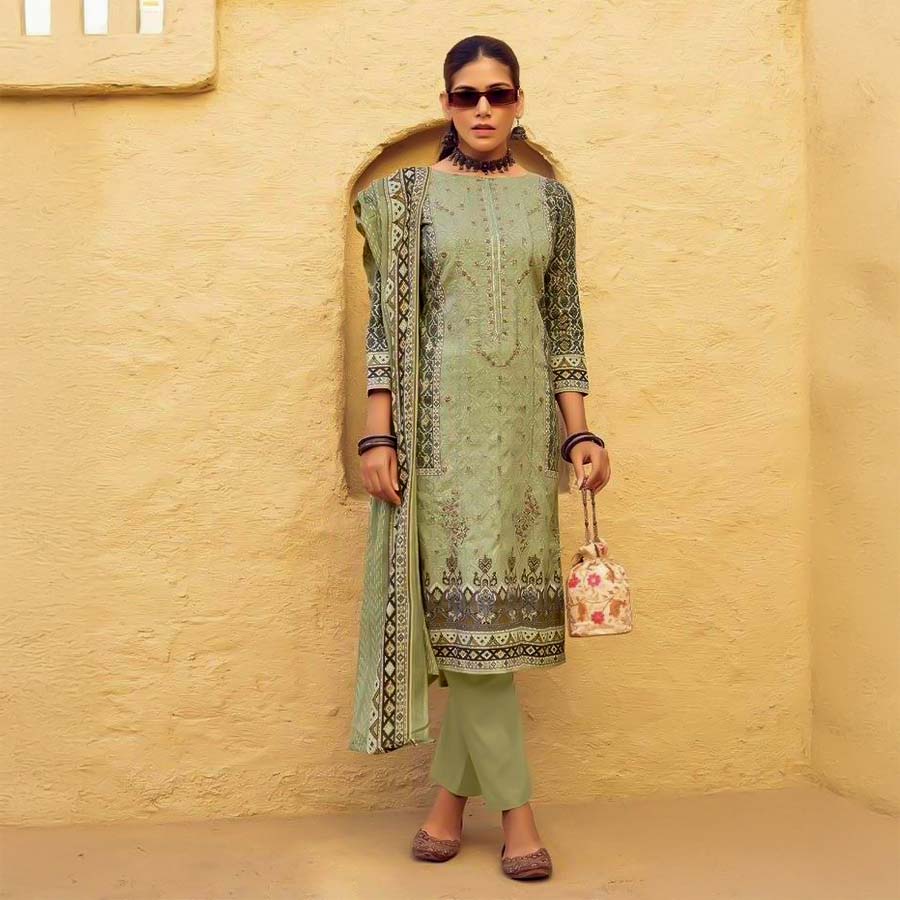 Green  Lawn Casual Wear Salwar Kameez