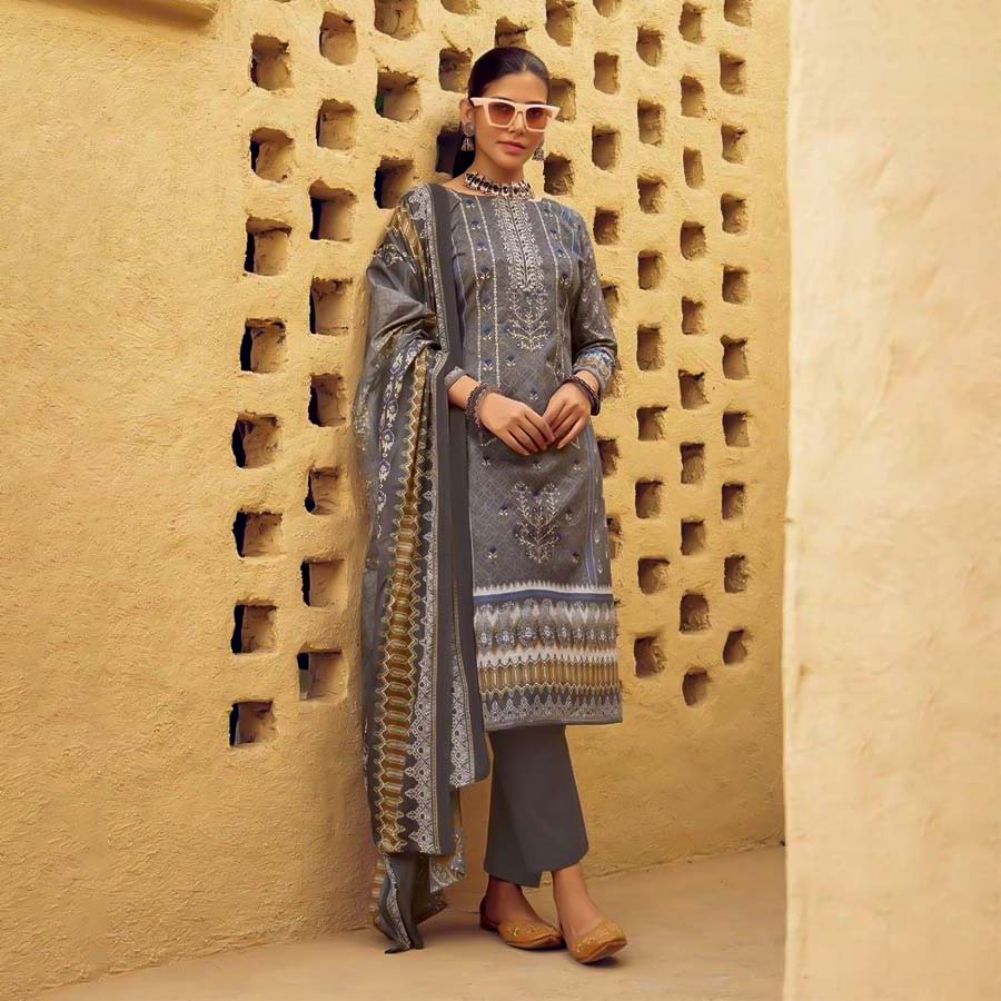 Grey Lawn Casual Wear Salwar Kameez
