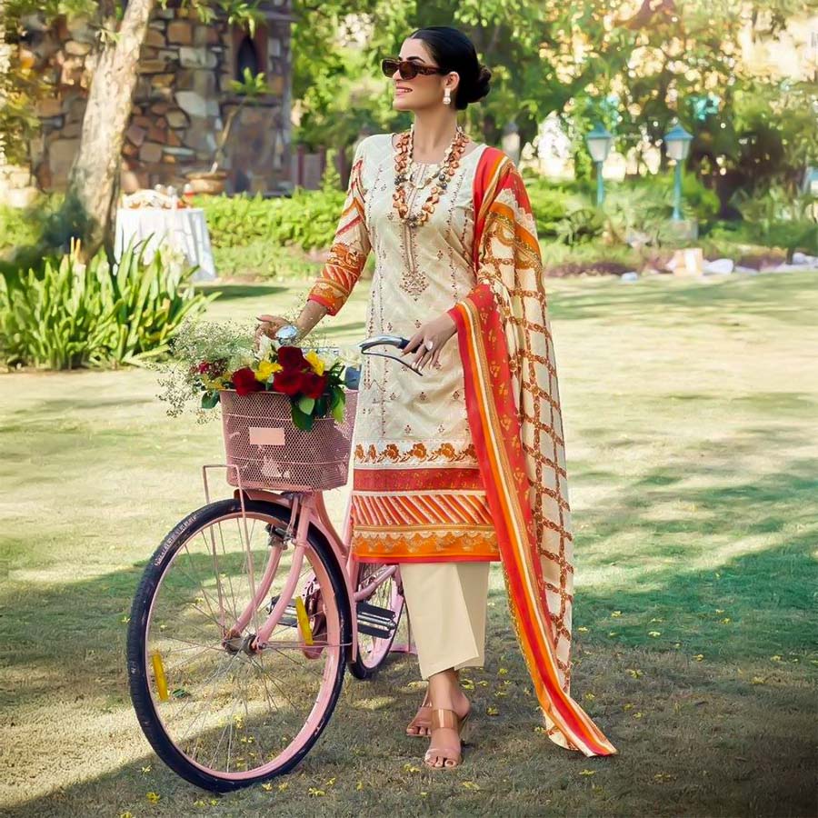 White  Pure Lawn Casual Wear Salwar Kameez