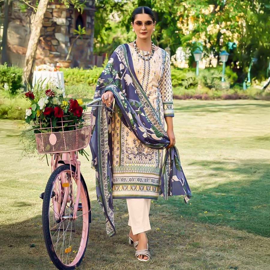 White  Pure Lawn Casual Wear Salwar Kameez