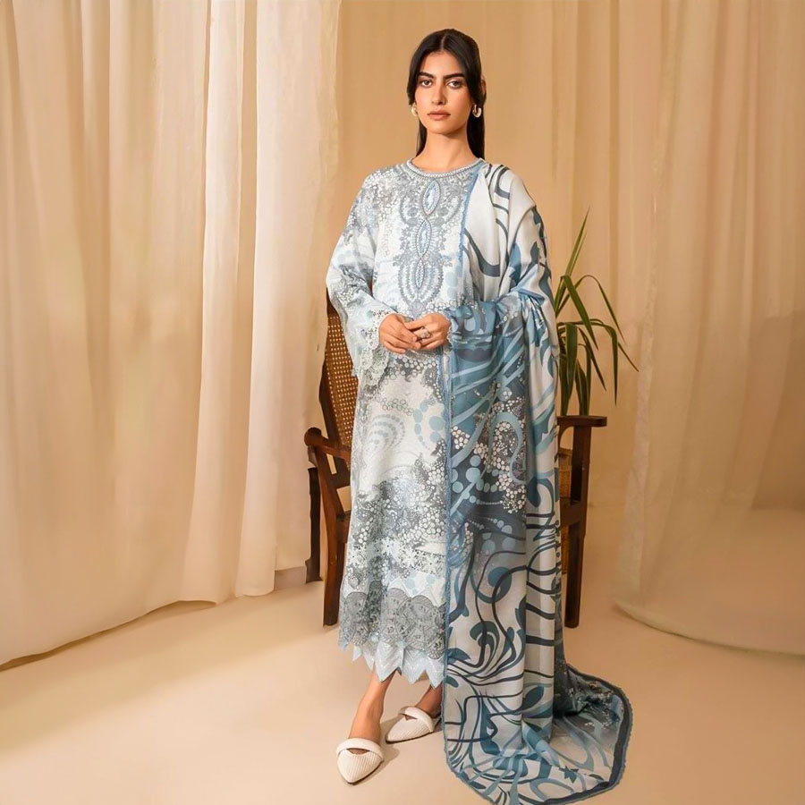 White  Lawn Cotton Printed Salwar Kameez