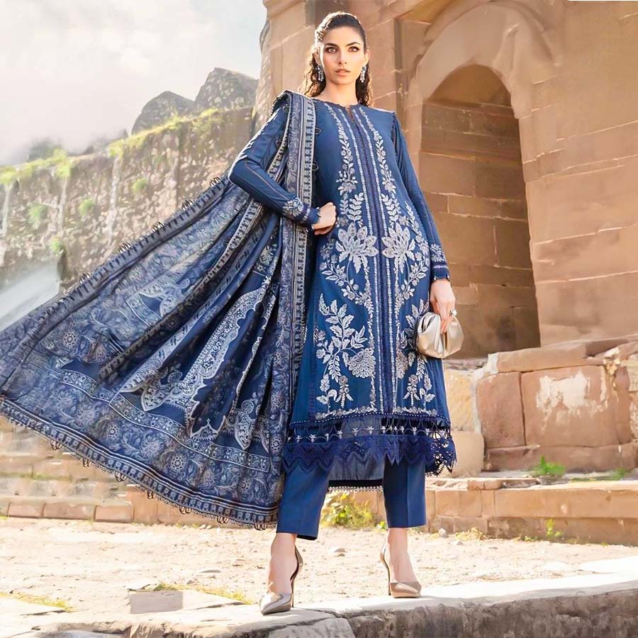 Blue Lawn Cotton Printed Salwar Kameez