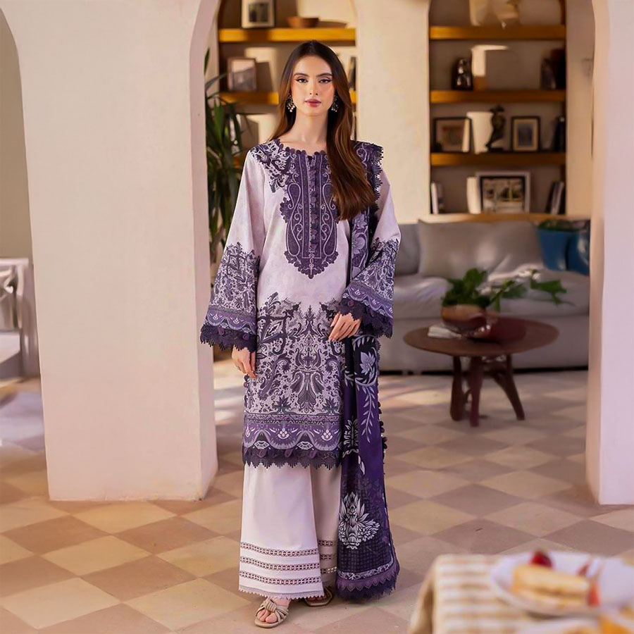 Purple  Lawn Printed Salwar Kameez