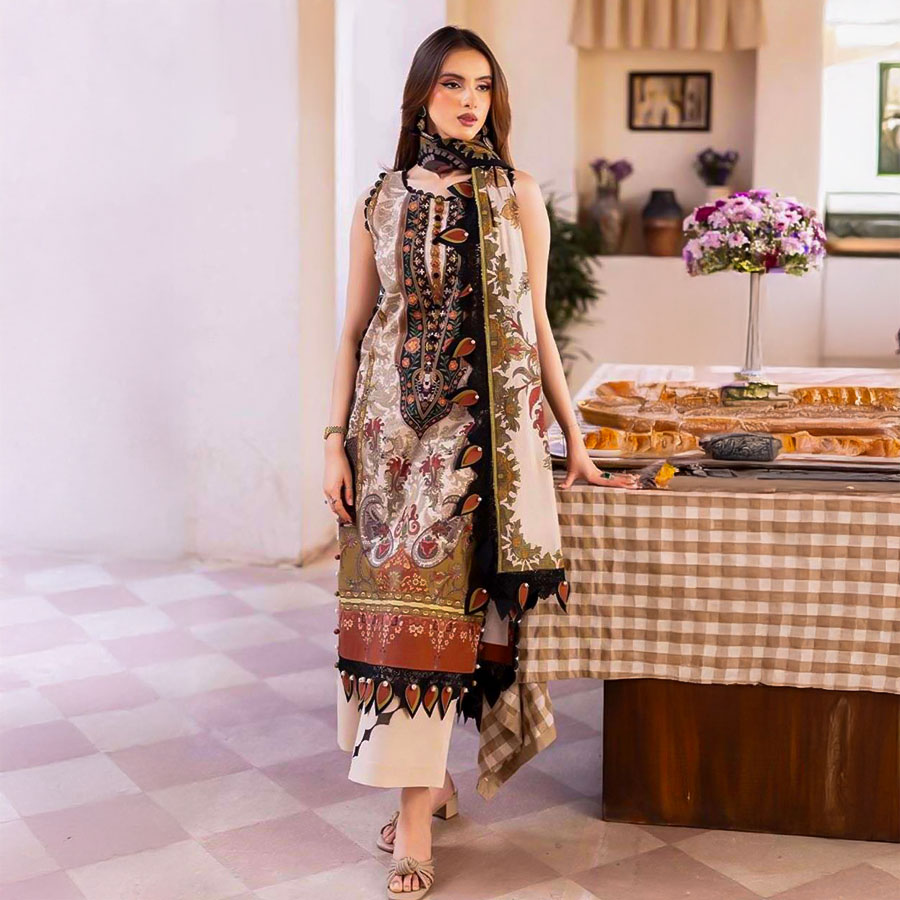 Brown Lawn Printed Salwar Kameez