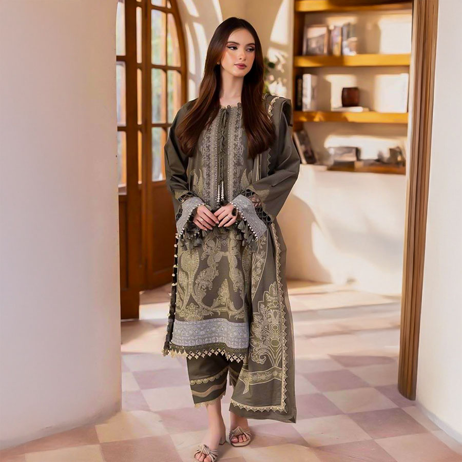 Green  Lawn Printed Salwar Kameez