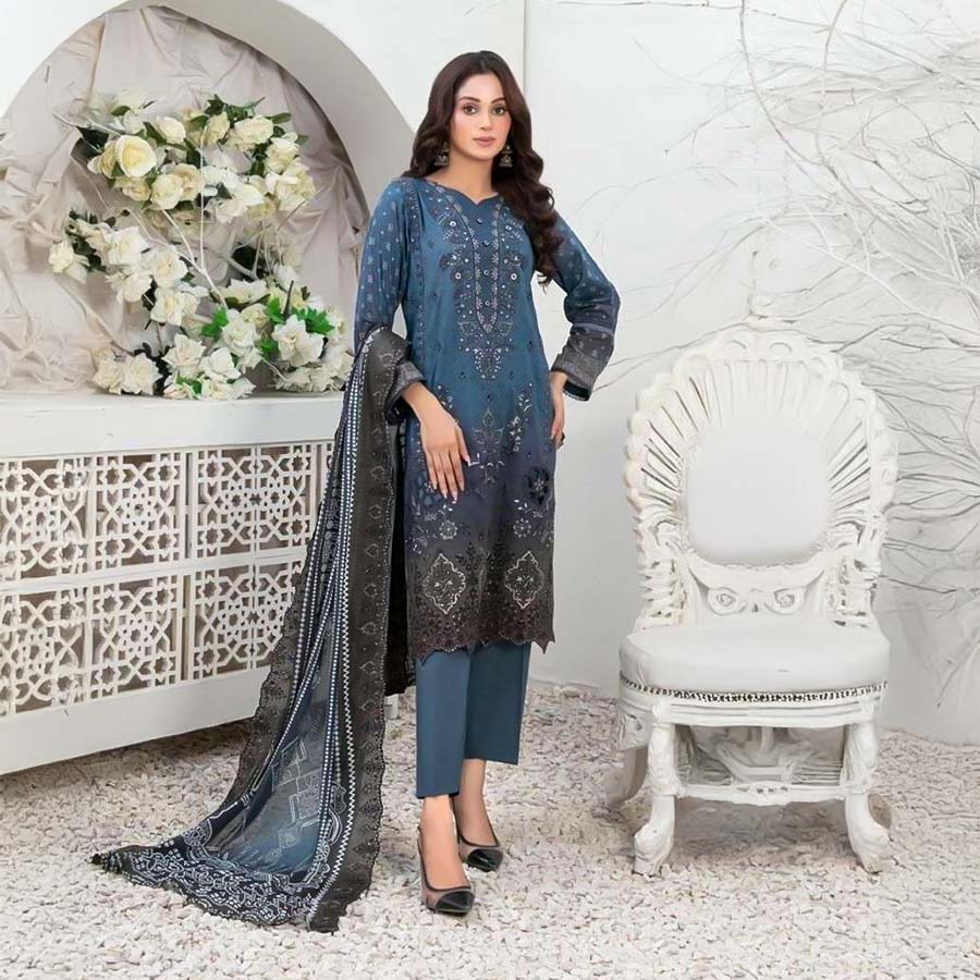 Blue  Cotton Casual Wear Salwar Kameez