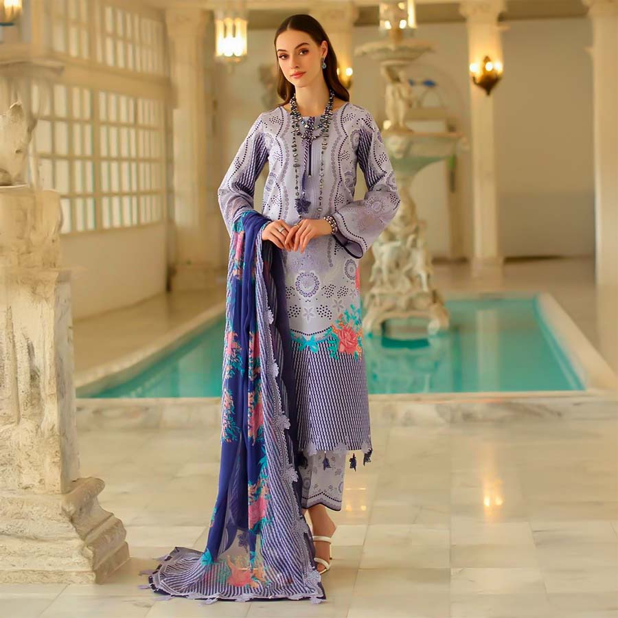 Purple Lawn Cotton Casual Wear Salwar Kameez