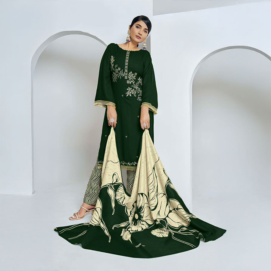 Green  Rayon Casual Wear Salwar Kameez