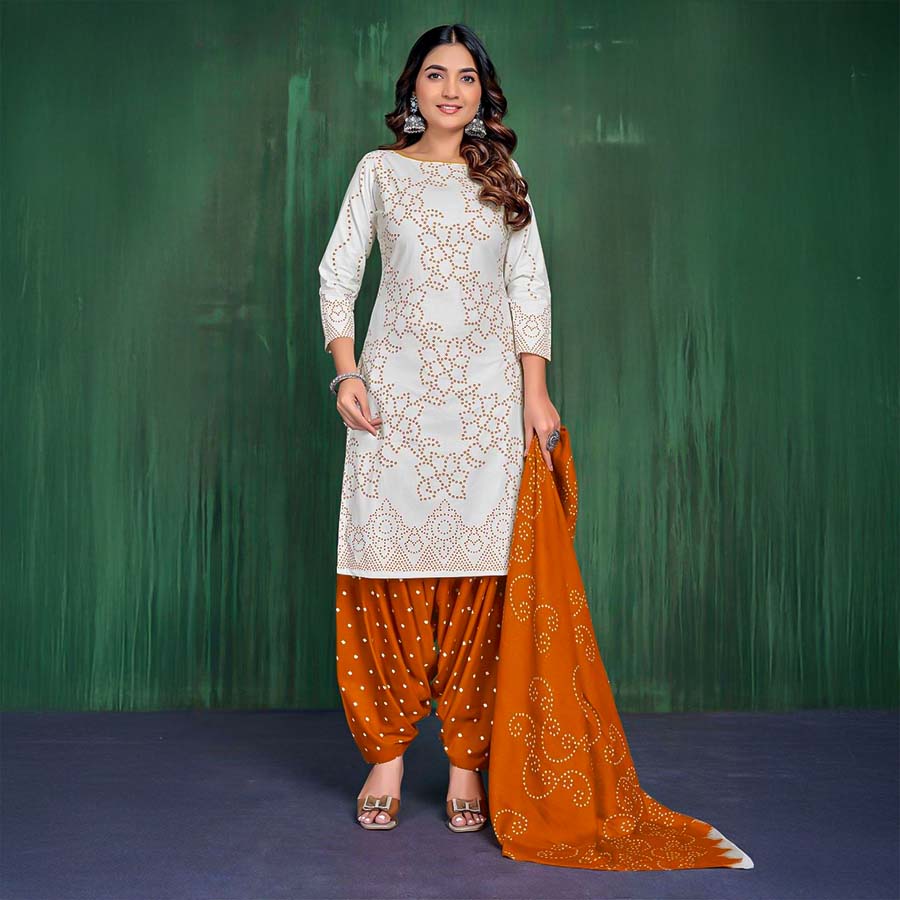White  Cotton Casual Wear Salwar Kameez