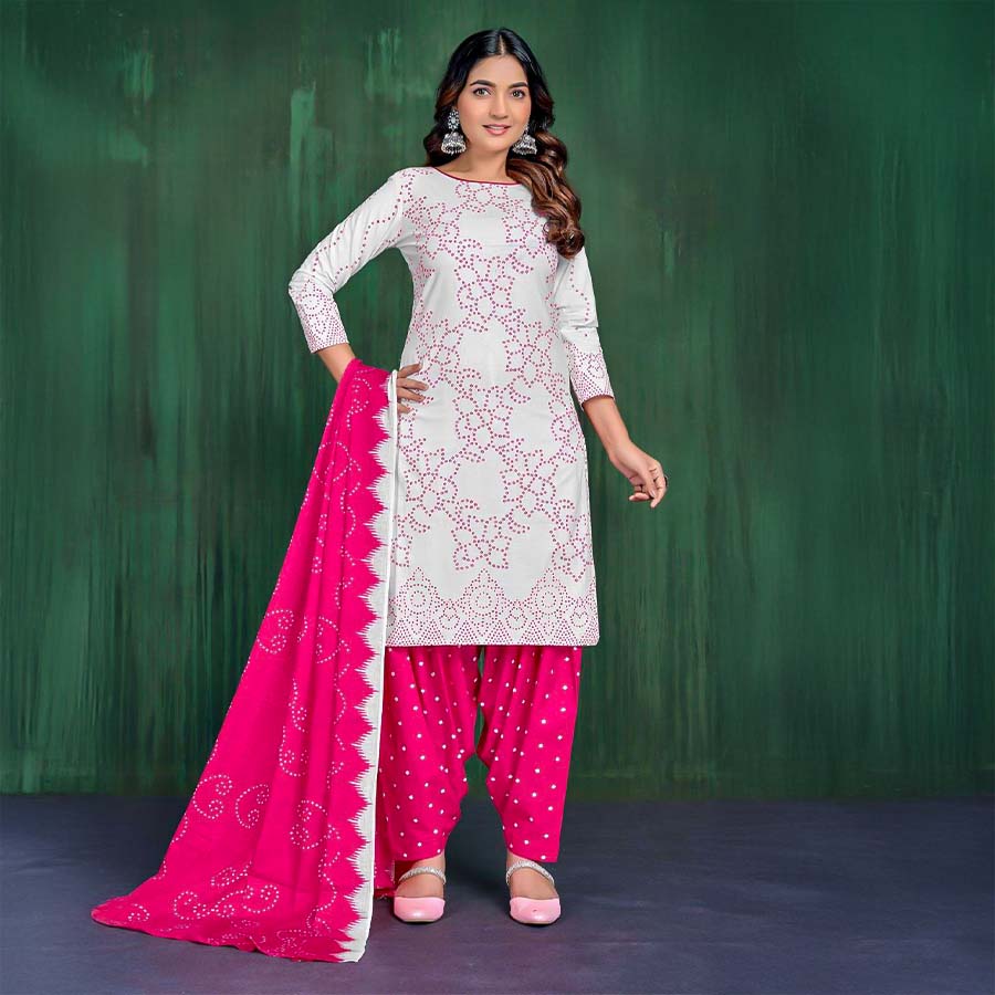 White  Cotton Casual Wear Salwar Kameez