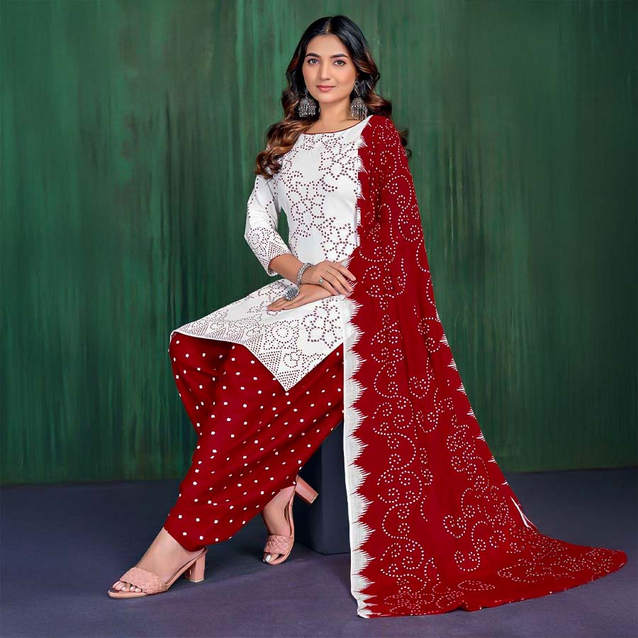 White  Cotton Casual Wear Salwar Kameez